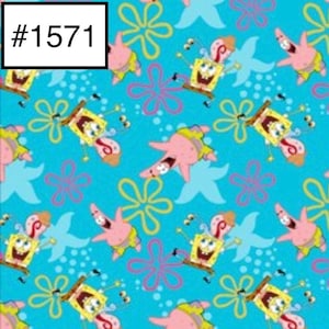 SpongeBob SquarePants Friends Blue Burger Krusty Krab Patrick  Designs Fabric By The Yard 100% Quilters Cotton Fat Quarter FQ #1571