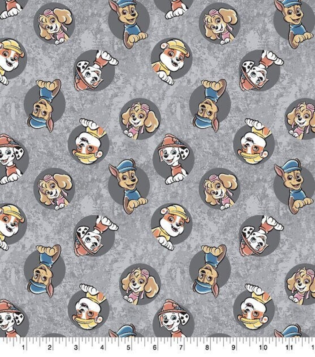 Paw Patrol Soft Grey Print Fabric by the Yard FBTY Fat Quarters FQ Half ...
