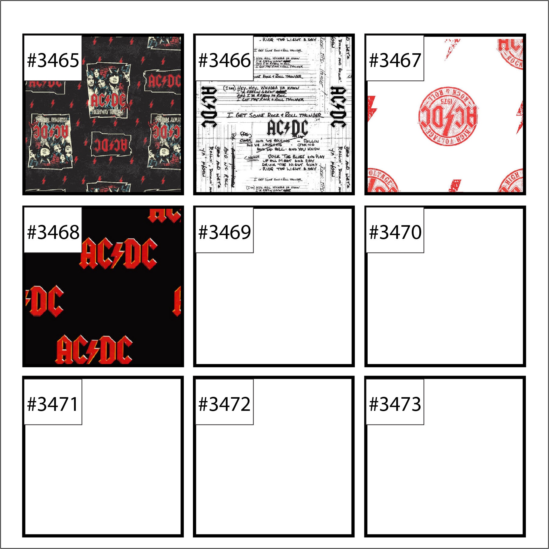 ACDC Rock Band Member Faces Fabric by the Yard FBTY Fat Quarters FQ ...