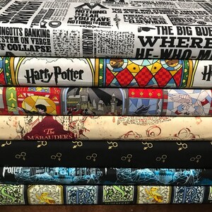 Harry Potter Black White Sketch Fabric by the Yard FBTY Fat Quarters FQ