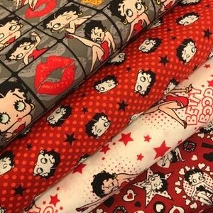 Betty Boop Set of 1 - 7 Fat Quarter Lot Bundle NO Repeats Duplicates Mixed FQ Many Patterns available 100% Cotton