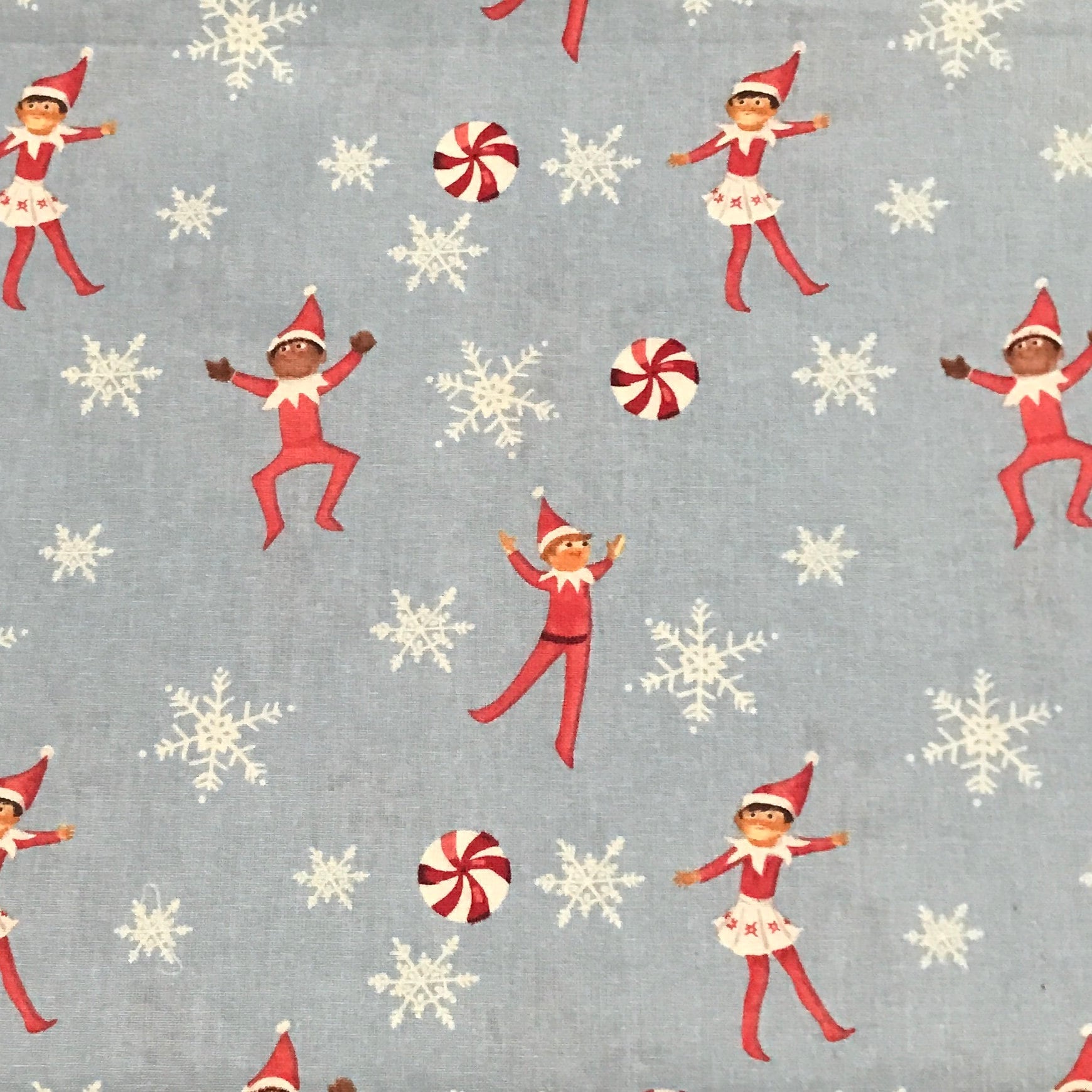 Christmas Elf On The Shelf Light Blue Print Fabric By The Yard - Etsy