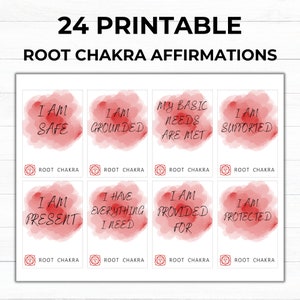 Wurzelchakra Affirmationskarten zum Ausdrucken | 24 Karten | Sofortdownload | Digitales Produkt | Drucken und Schneiden