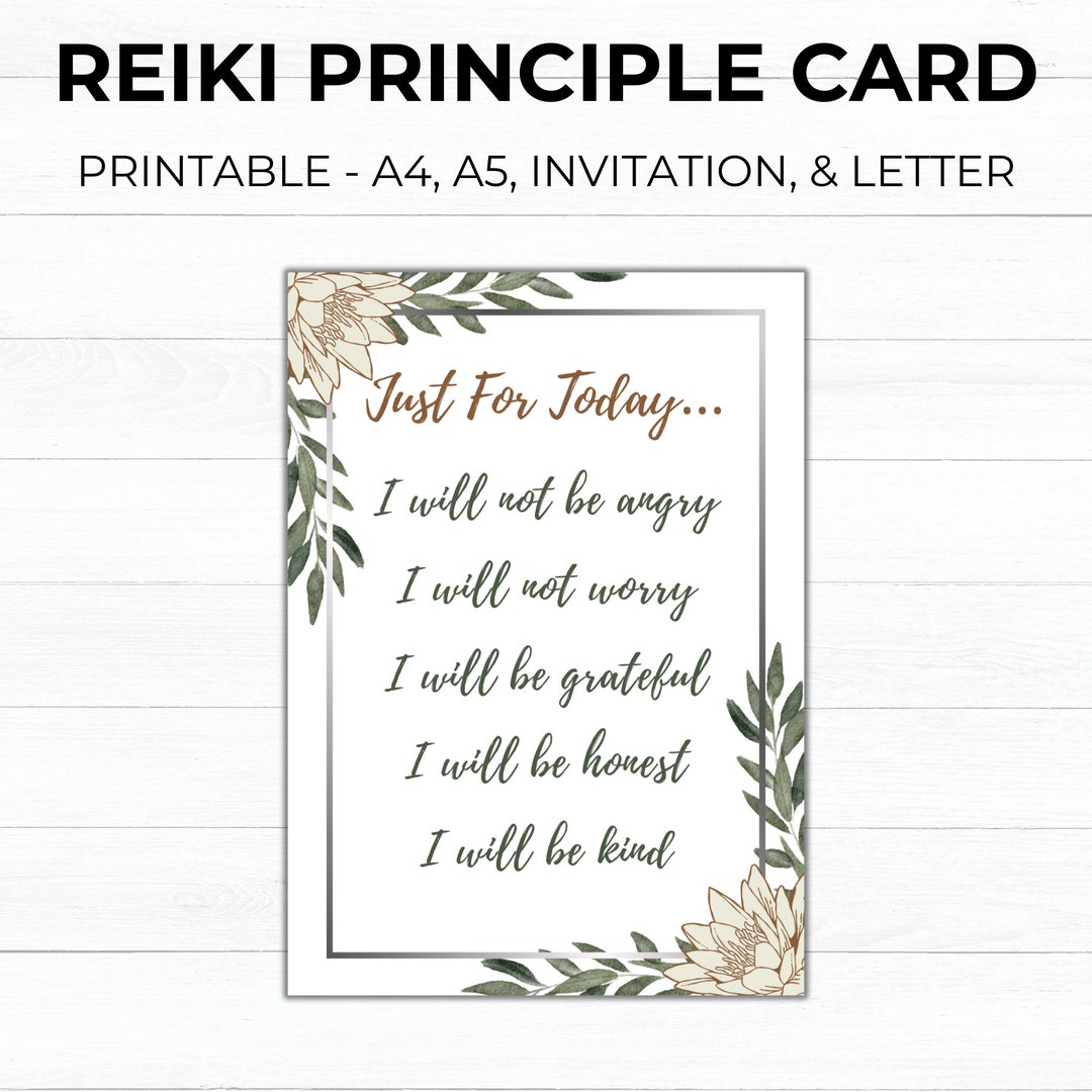 Reike Letters Reiki Principle Cards | Various Sizes - A4, A5, Invitation, & Letter ...
