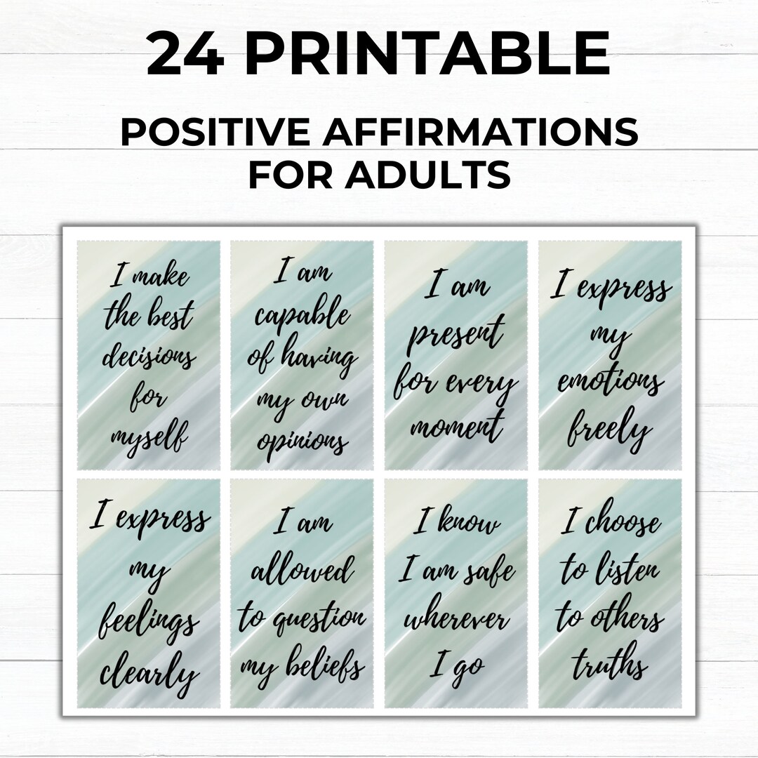 Cartes imprimables d'affirmation positive pour adultes | 24 cartes ...
