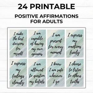 Ausdruckbare positive Affirmationskarten für Erwachsene | 24 Karten | Chakra Ausgleichende Affirmation | Sofortdownload | Digitales Produkt | Drucken & Schneiden