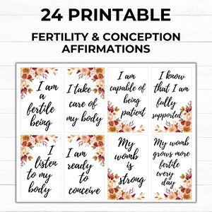 Tarjetas imprimibles de afirmación de fertilidad y concepción / 24 tarjetas / Paternidad / Maternidad / Descarga instantánea / Producto digital / Impresión y corte