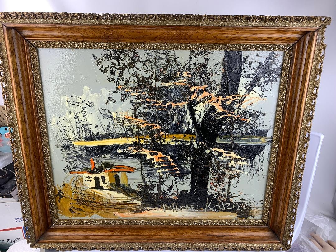 Morris Katz Signed Amazing Original LARGE Oil Painting Framed Early