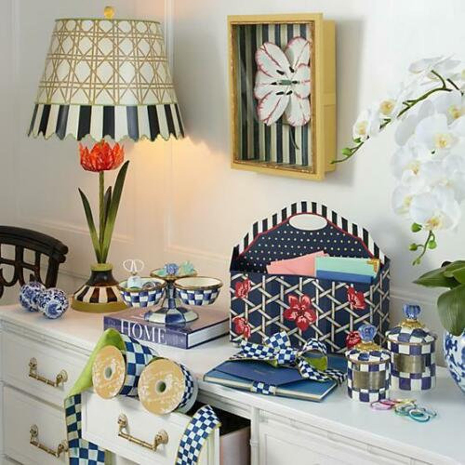 Mackenzie Childs ROYAL CHECK Blue Enamel TRIPLICITY 10 Etsy UK