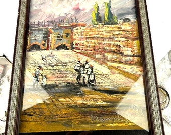 Morris Katz Signed Amazing Large ( 18"x14" ) Original  Oil Painting " Wailing Wall, Jerusalem " 1999" GREAT VINTAGE CONDITION, Nicely Framed