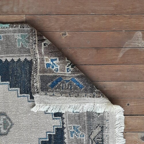 Blue Beige shops Gray Vintage Anatolian Small Gift Oushak Rug 3.41 x 1.90 ft