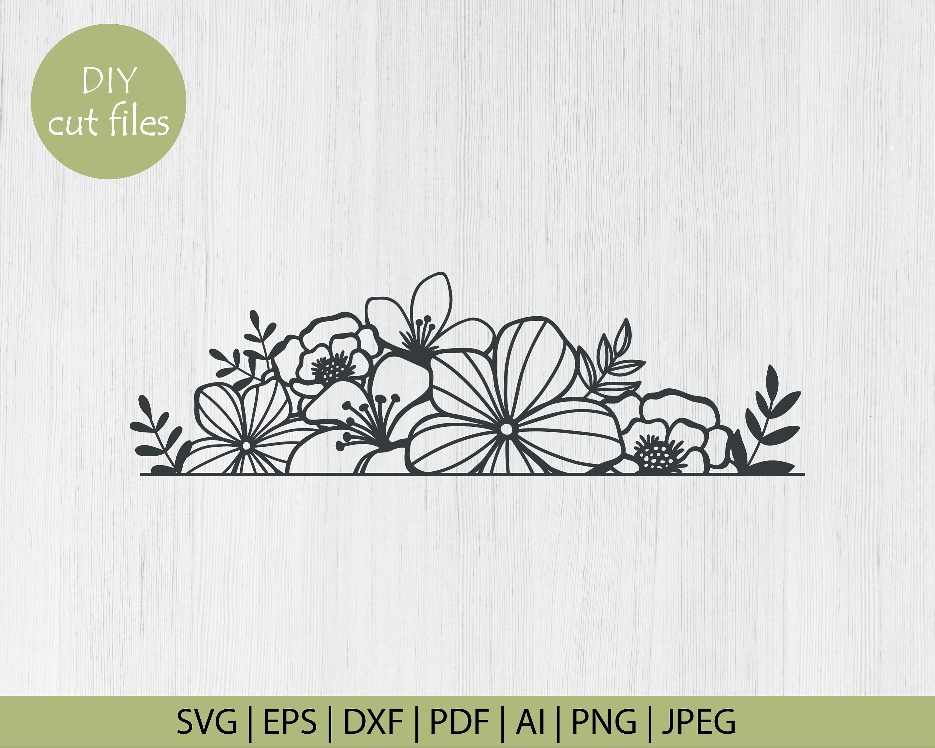 Flower Border SVG Flower Monogram SVG Flower Svg Floral 