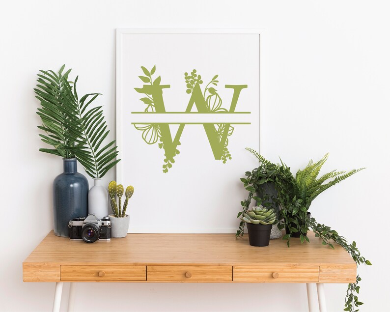 Download Botanical floral Letter W Split Monogram SVG Split ...