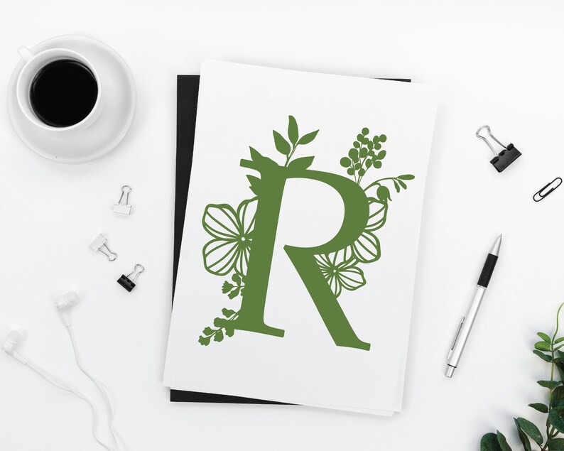 Download Botanical floral Letter R Split Monogram SVG Split ...