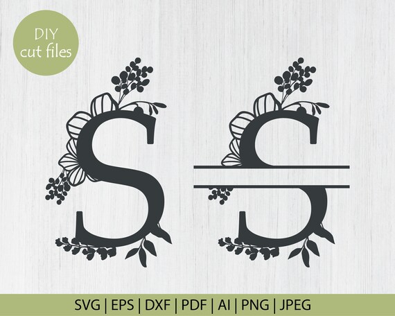 Download Botanical Floral Letter S Split Monogram Svg Split Monogram Etsy