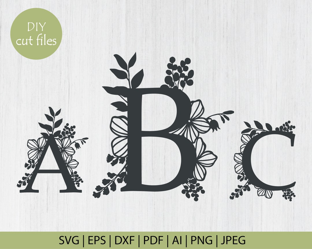 Botanical Floral Alphabet SVG Bundle SVG Letters With - Etsy Canada