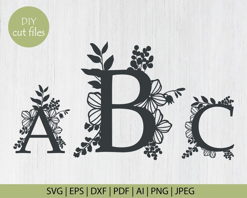 Download Botanical Floral Alphabet SVG Bundle SVG Letters with | Etsy