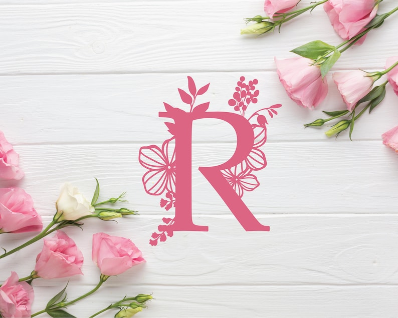 Download Botanical floral Letter R Split Monogram SVG Split ...