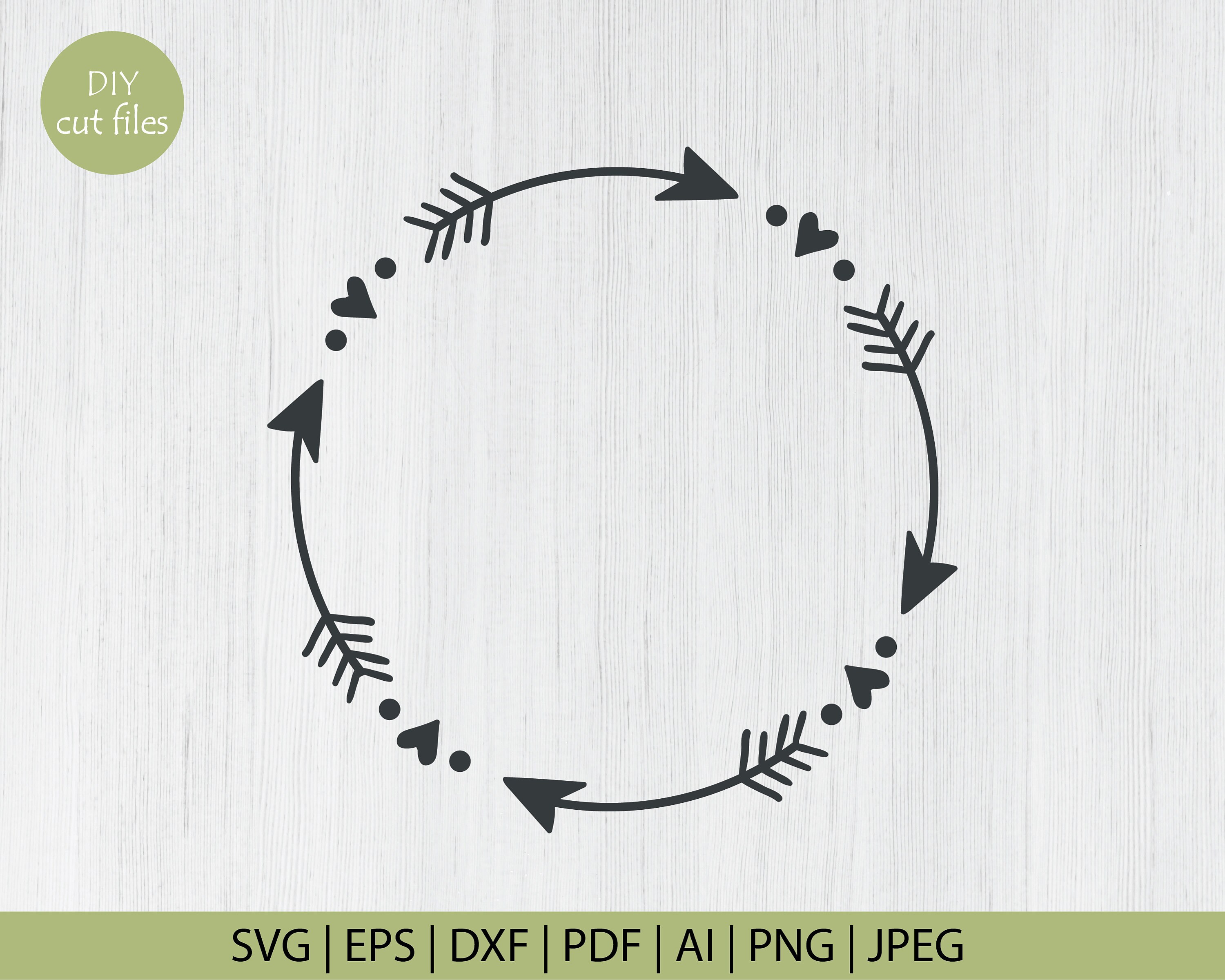 Arrow Monogram Frame SVG File Arrow Heart Monogram Cute - Etsy