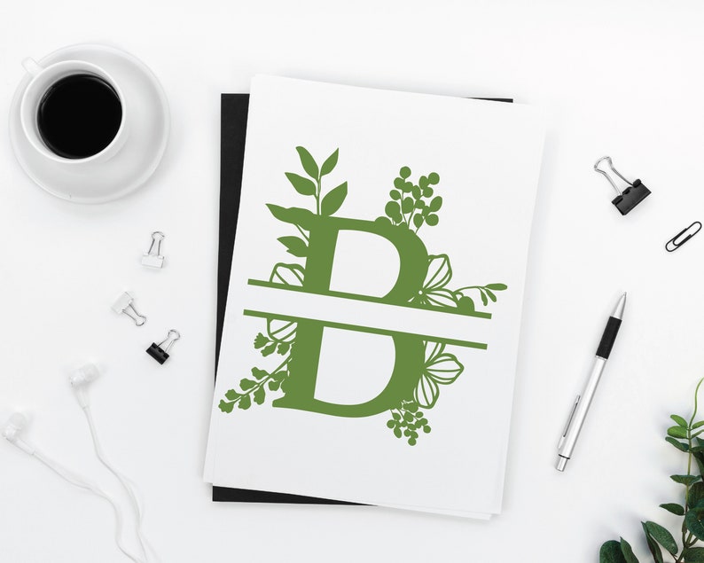 Download Botanical floral Letter B Split Monogram SVG Split ...