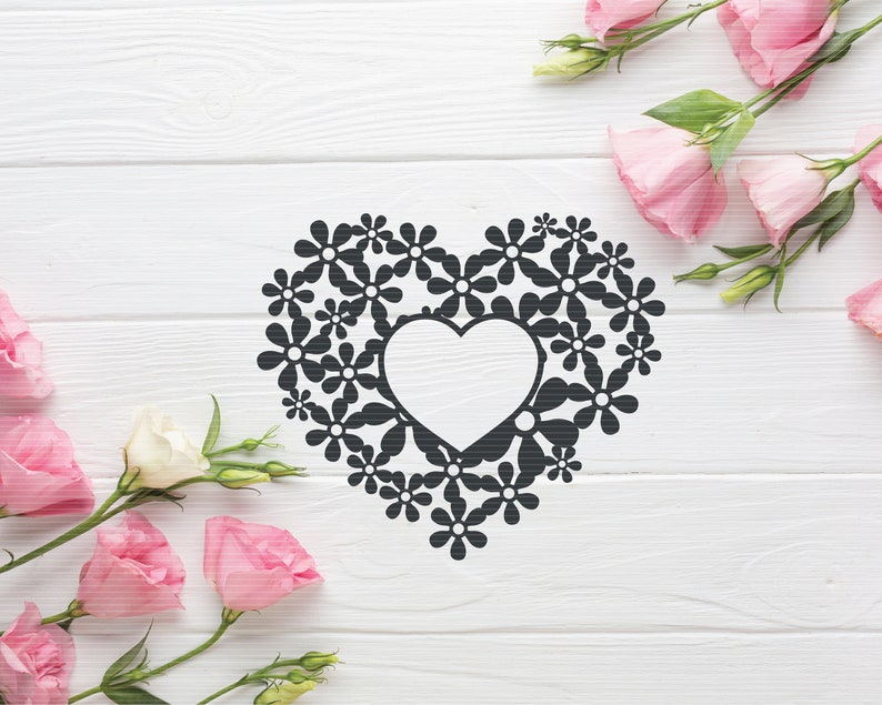 Download Floral Heart Svg Heart Frame Svg Split Heart Svg design | Etsy