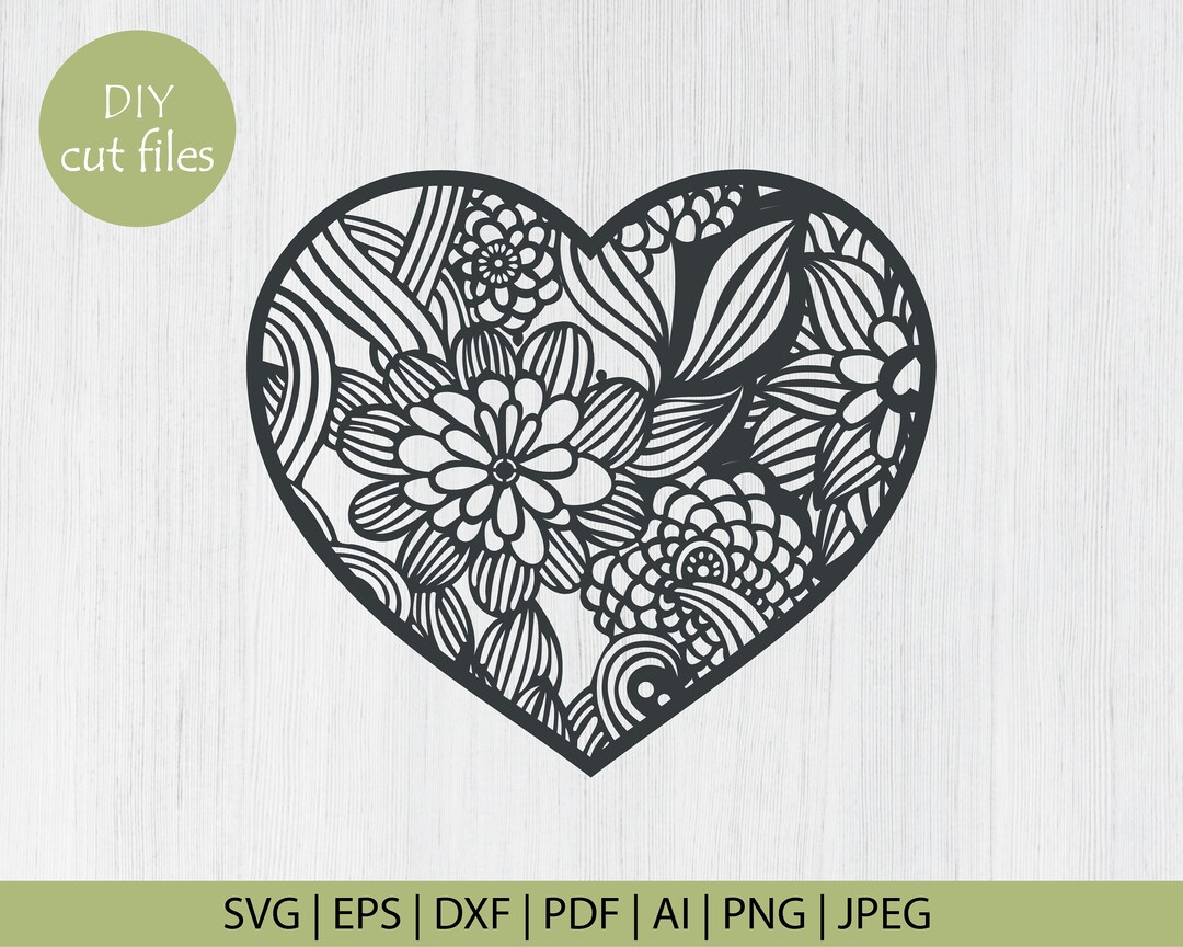 Floral Heart Svg, Heart Svg, Flowers Svg design, Heart Clipart, Floral ...