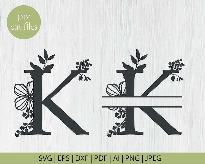 Download Botanical floral Letter K Split Monogram SVG Split ...