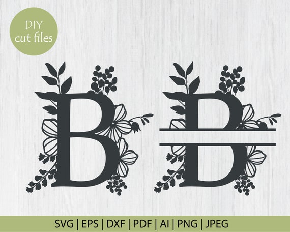 Floral Split B Monogram PNG & SVG Design For T-Shirts