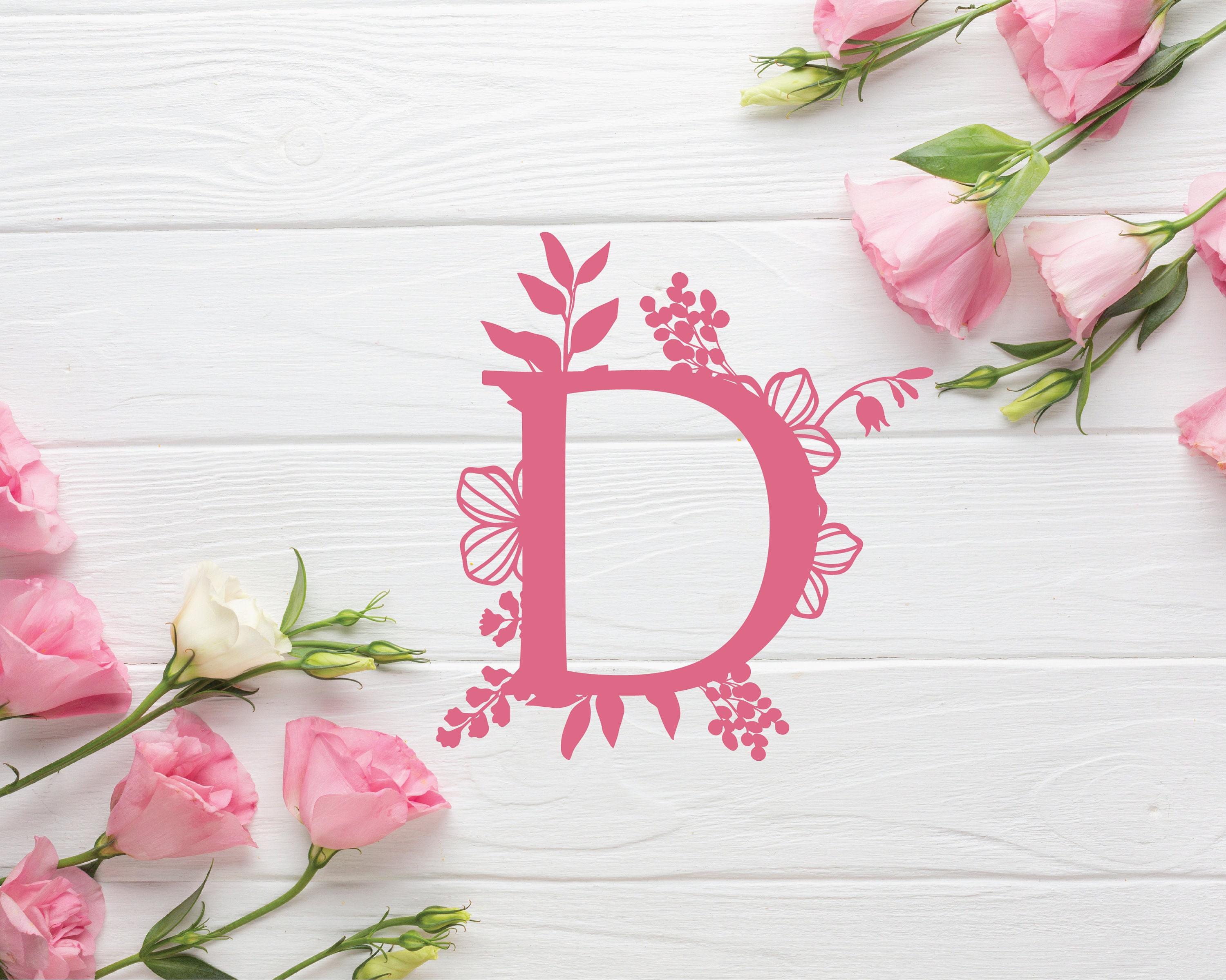Download Botanical floral Letter D Split Monogram SVG Split ...