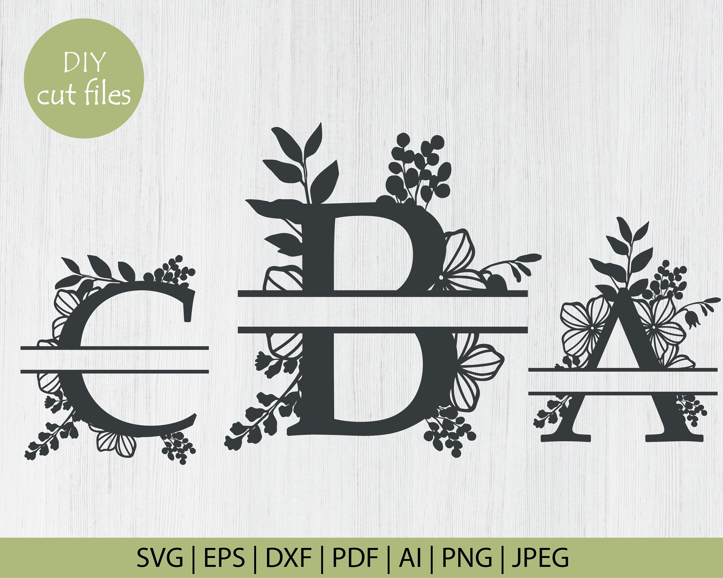 Download Split Floral Alphabet Svg Bundle Split Letters With Flowers Etsy