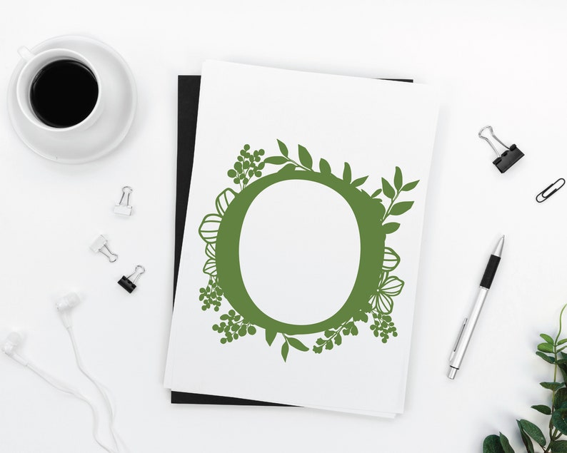 Botanical floral Letter O Split Monogram SVG Split ...