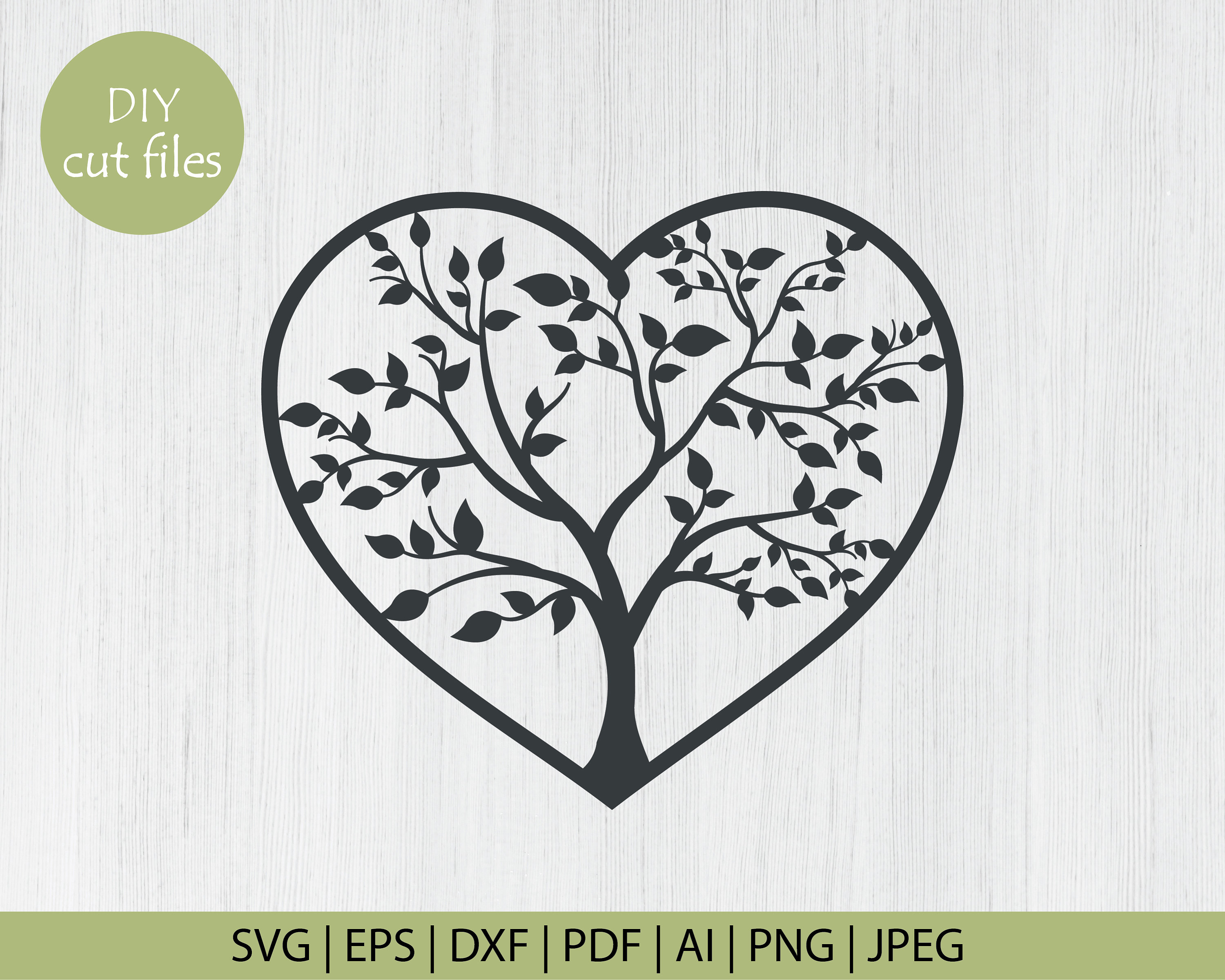 Arbre de coeur de svg de vie, arbre de papier de vie coupé svg, svg darbre  de coeur, svg darbre de cadre de coeur, cricut darbre, silhouette darbre,  modèle de coupe de