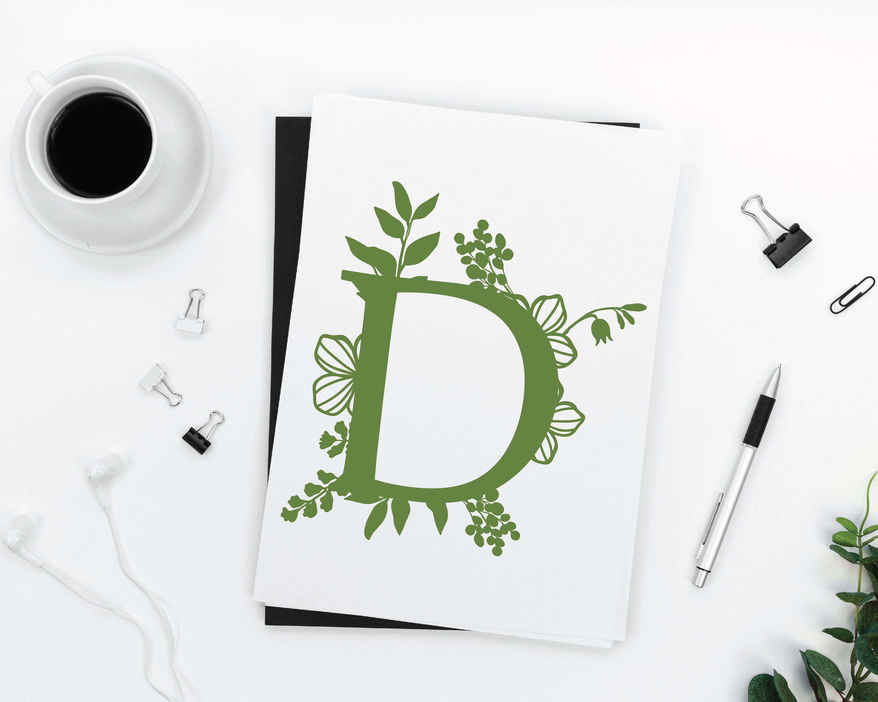 Download Botanical floral Letter D Split Monogram SVG Split Monogram | Etsy