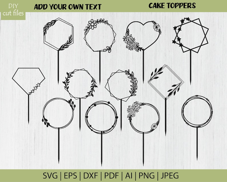 Download Clip Art Cake Topper Laser Cut Cake Topper Svg Happy Birthday Svg Cake Topper Wedding Cake Topper Birthday Svg Cake Topper Frame Svg Art Collectibles