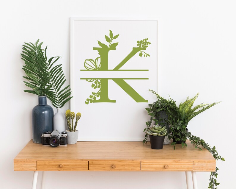 Download Botanical floral Letter K Split Monogram SVG Split Monogram | Etsy