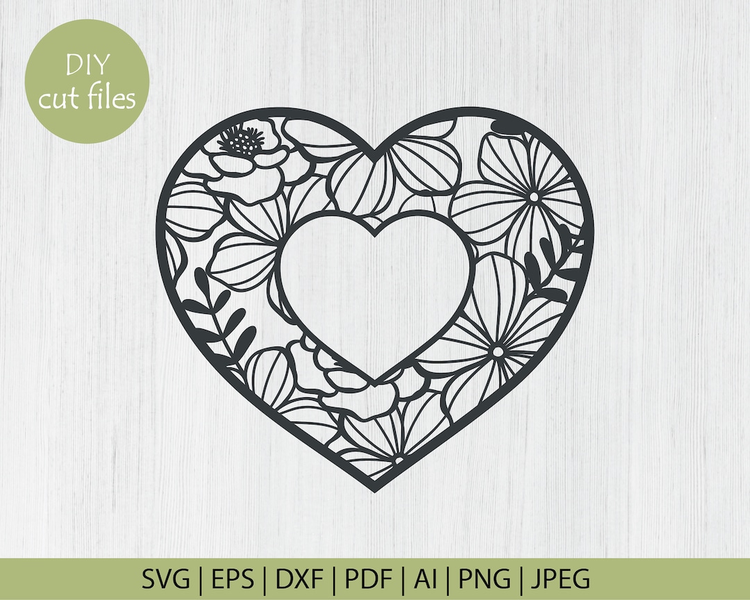 Buy Floral Heart Frame Svg Floral Heart Paper Cut Svg Heart Paper Cut ...