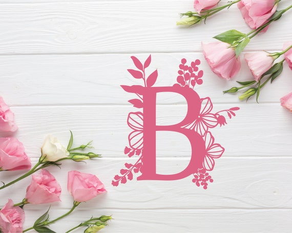Download Botanical Floral Letter B Split Monogram Svg Split Monogram Etsy