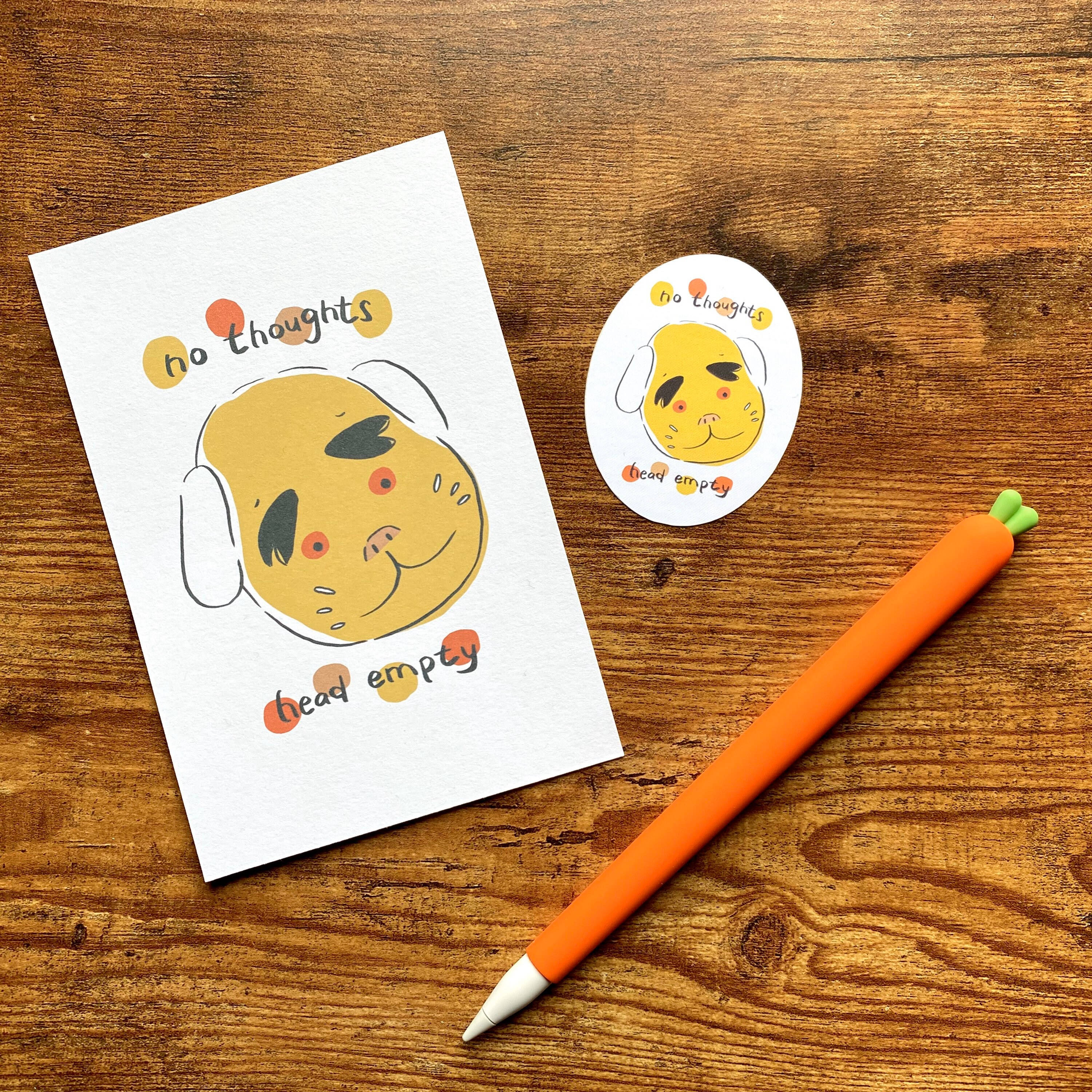 No Thoughts Head Empty Postcard and Sticker set ACNH | Etsy