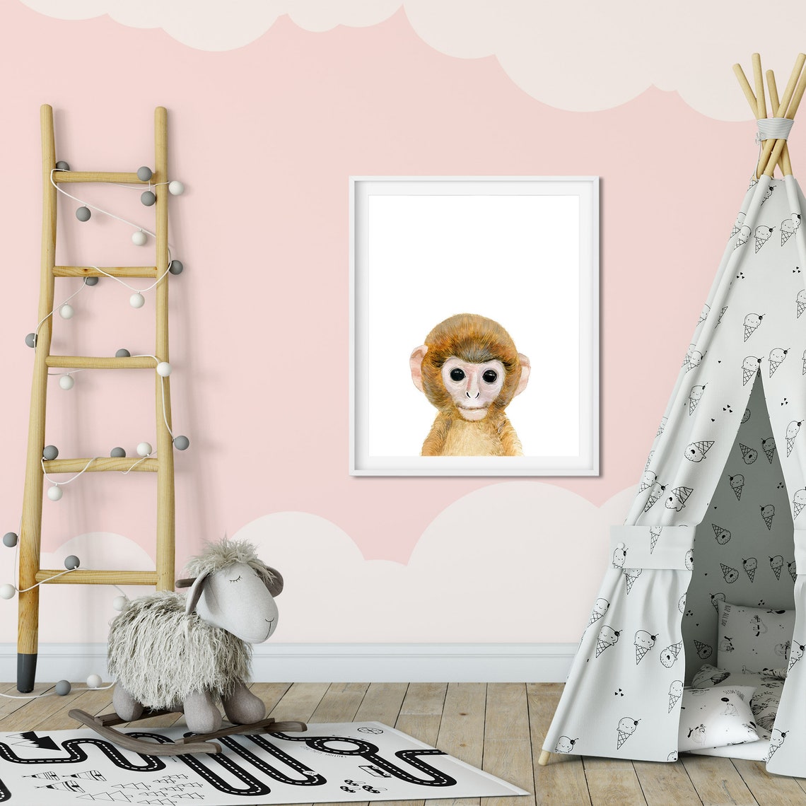 Baby monkey Nursery Wall Art DIGITAL DOWNLOAD Printable Etsy