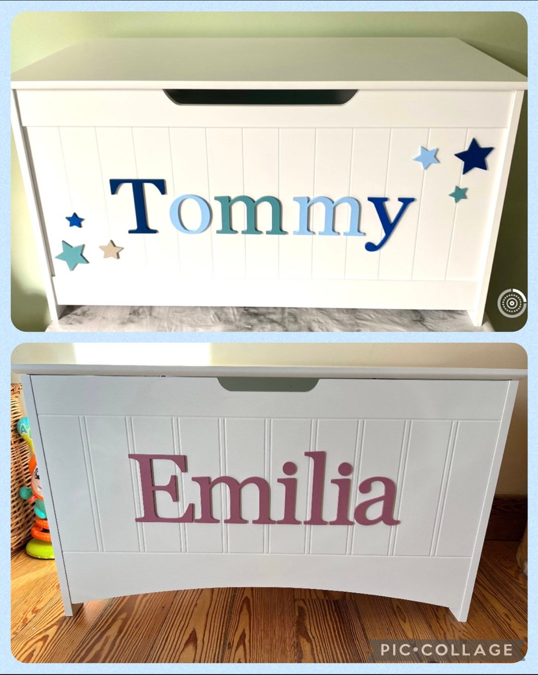 Personalised Bespoke Wooden Toy Box Large Hinged Lid With Etsy UK