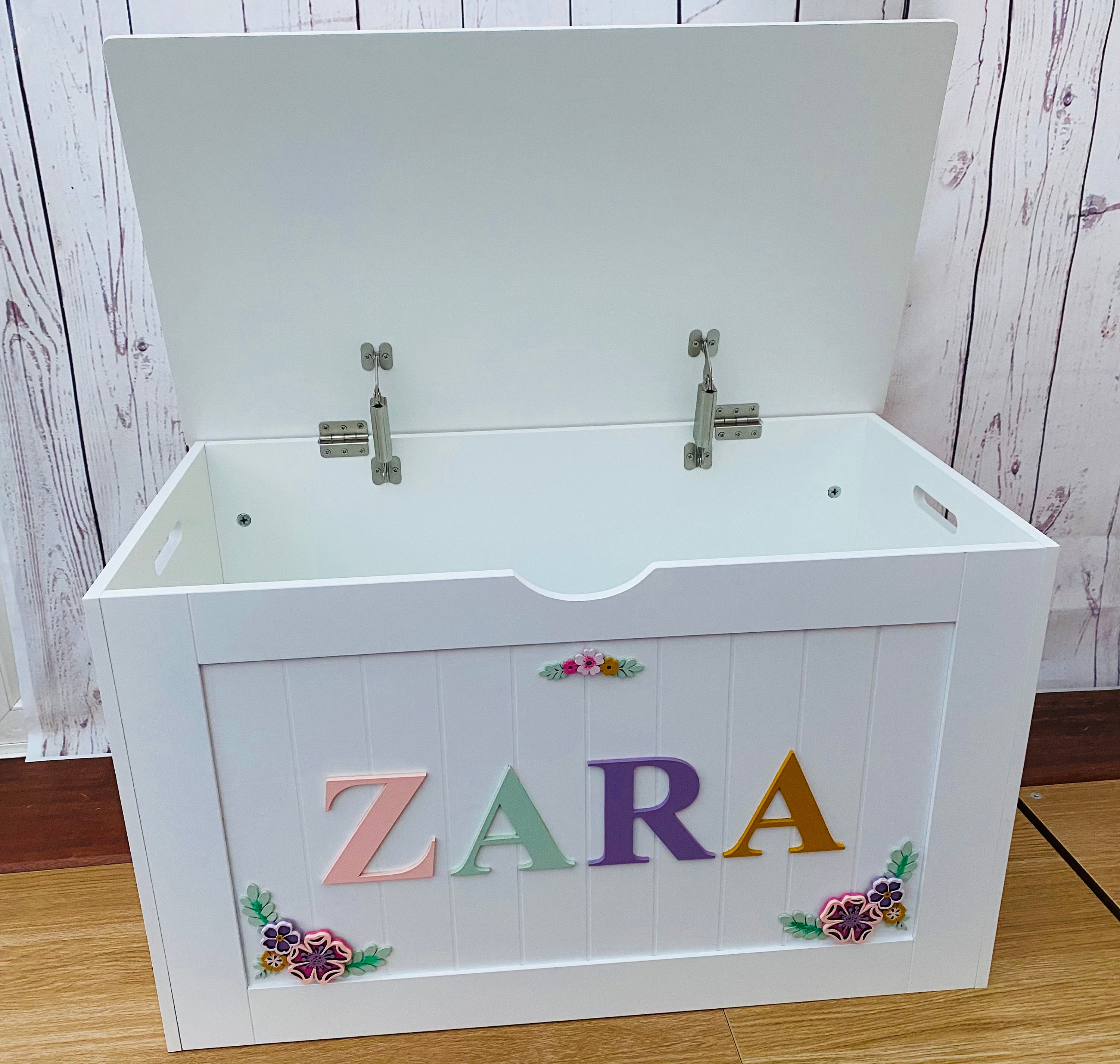 Personalised Bespoke Wooden Toy Box Large Hinged Lid With Etsy UK
