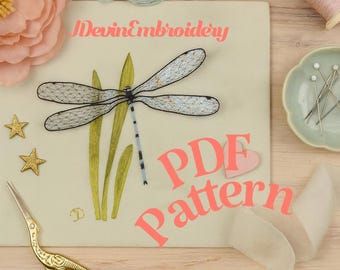 Damselfly Embroidery Pattern PDF booklet, Nature Insect (Digital Download)
