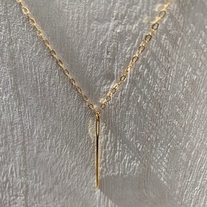 Gold needle pendant necklace, Real tapestry embroidery needle, 24k gold plated needle. image 5