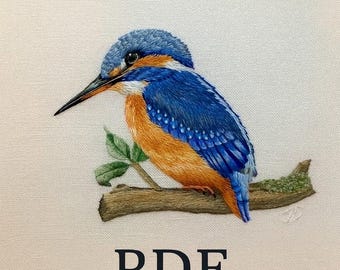 Kingfisher Needle Painting Embroidery Pattern: Silk Shading Bird (PDF Pattern)