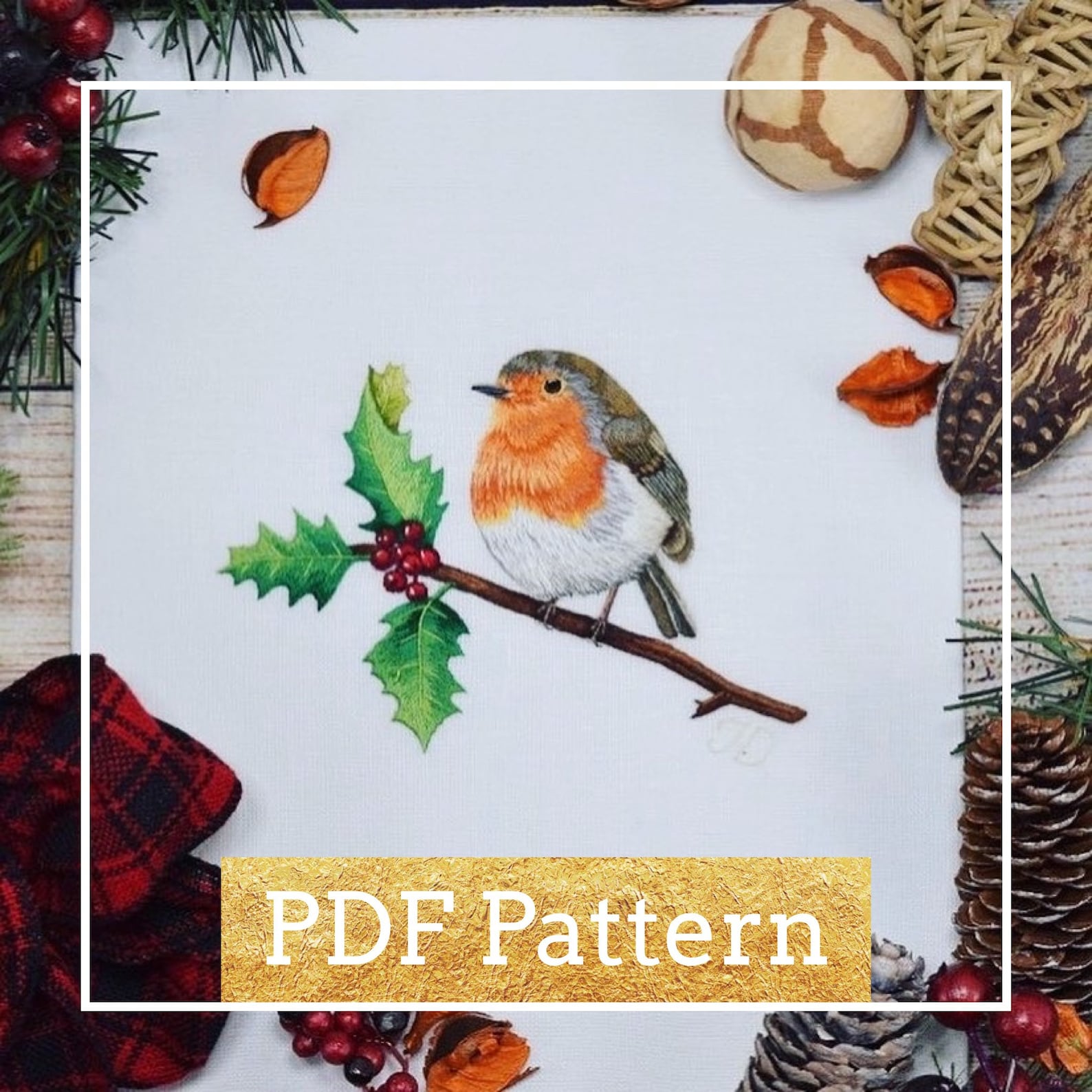 Embroidered Robin. PDF embroidery pattern. Robin needle Etsy