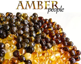 Baltic Amber Beads 20g RANDOM POLISHED, Authentic Holed Loose Rounded, Drilled Baroque Style, 4-6mm Beads