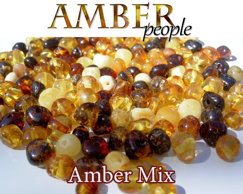 Baltic Amber Beads 5-20g, Authentic Holed Loose Rounded, Polished or Raw, Drilled Baroque Style, 4-7mm Beads, Random, Champagne & Green Amber Mix