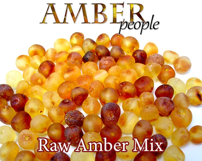 Baltic Amber Beads 5-20g, Authentic Holed Loose Rounded, Polished or Raw, Drilled Baroque Style, 4-7mm Beads, Random, Champagne & Green Raw Amber Mix