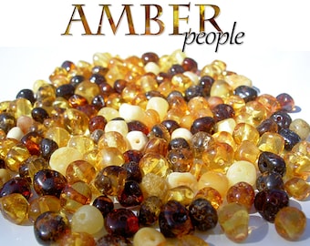 Baltic Amber Beads 10g RANDOM POLISHED, Holed Loose Rounded, Drilled Baroque Style, Authentic Baltic Sea Amber, 4-6mm Beads