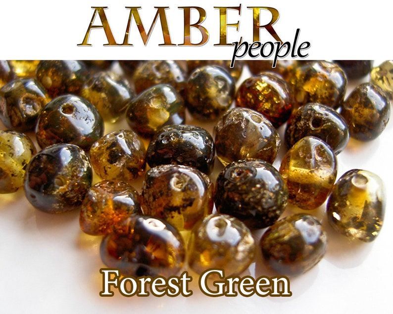 Baltic Amber Beads 5-20g, Authentic Holed Loose Rounded, Polished or Raw, Drilled Baroque Style, 4-7mm Beads, Random, Champagne & Green Forest Green